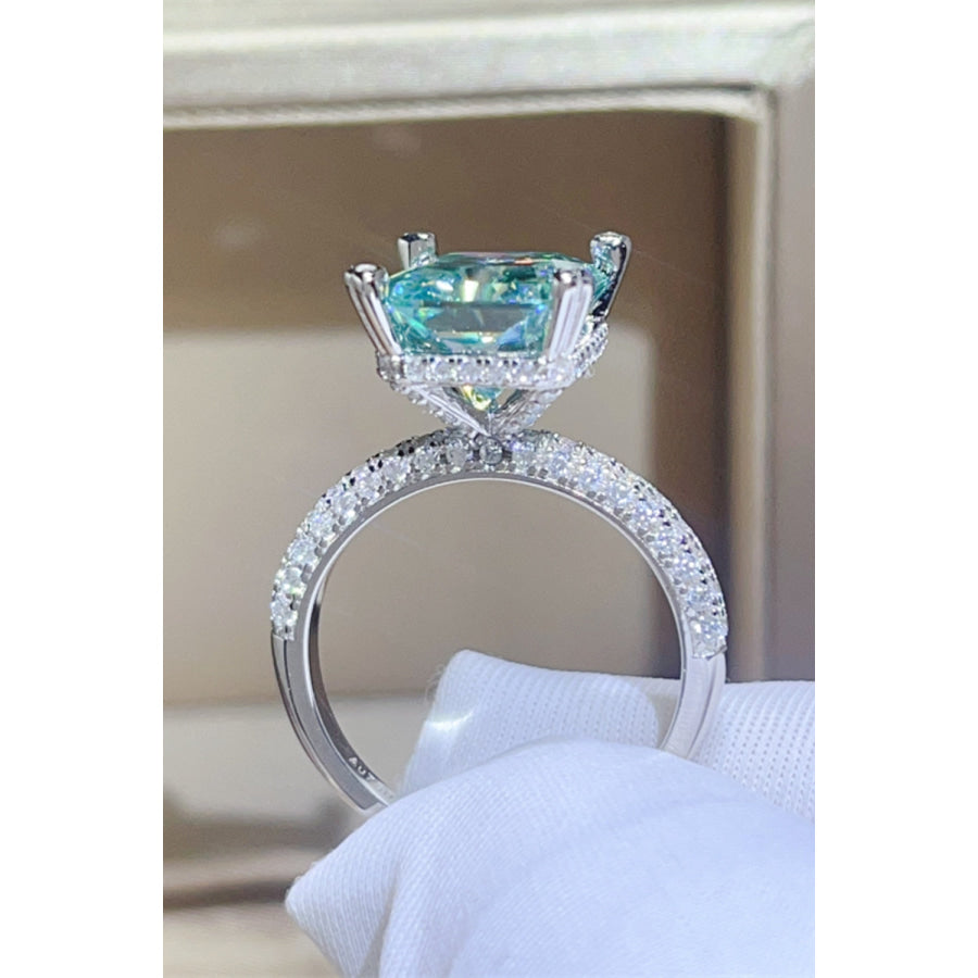 5 Carat Moissanite 925 Sterling Silver Ring Teal / 5 Apparel and Accessories