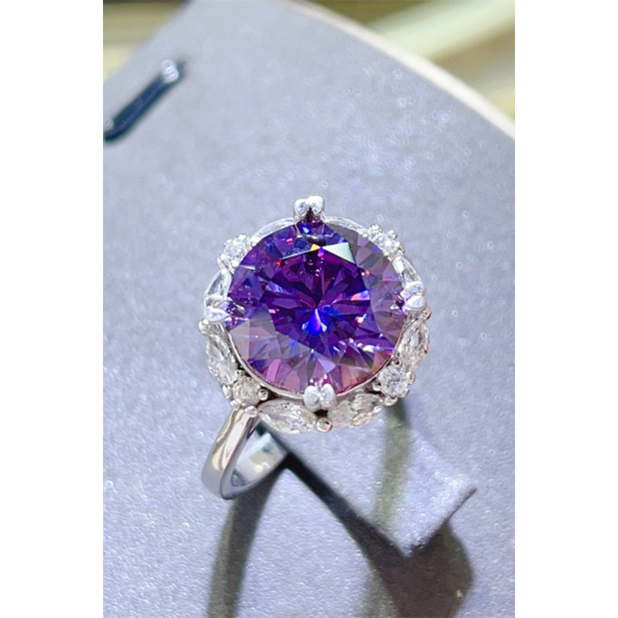 5 Carat Moissanite 925 Sterling Silver Ring Violet / 5 Apparel and Accessories