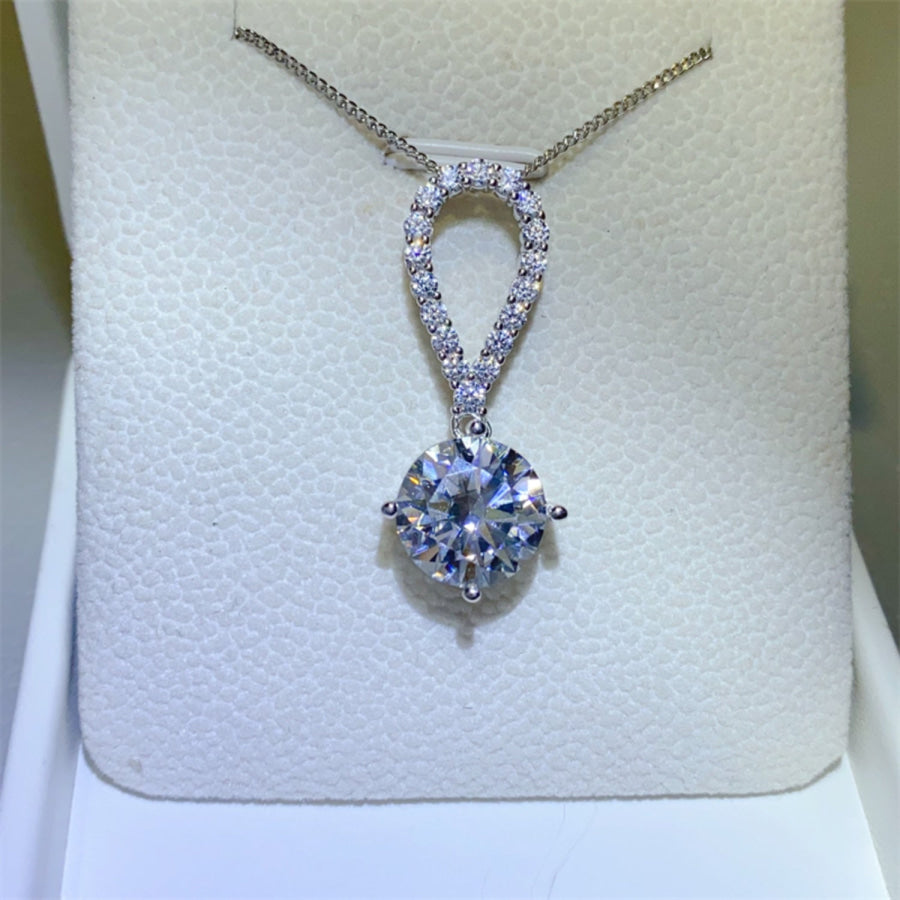 5 Carat Moissanite 925 Sterling Silver Teardrop Necklace / One Size Apparel and Accessories