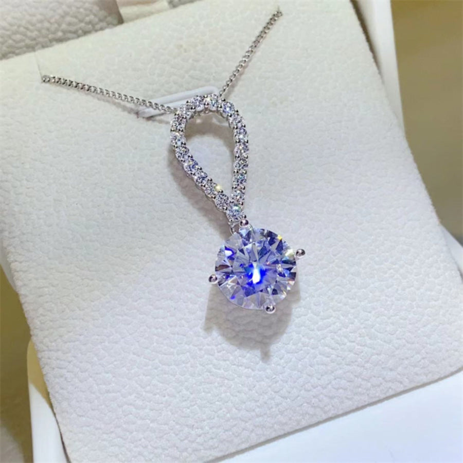 5 Carat Moissanite 925 Sterling Silver Teardrop Necklace / One Size Apparel and Accessories