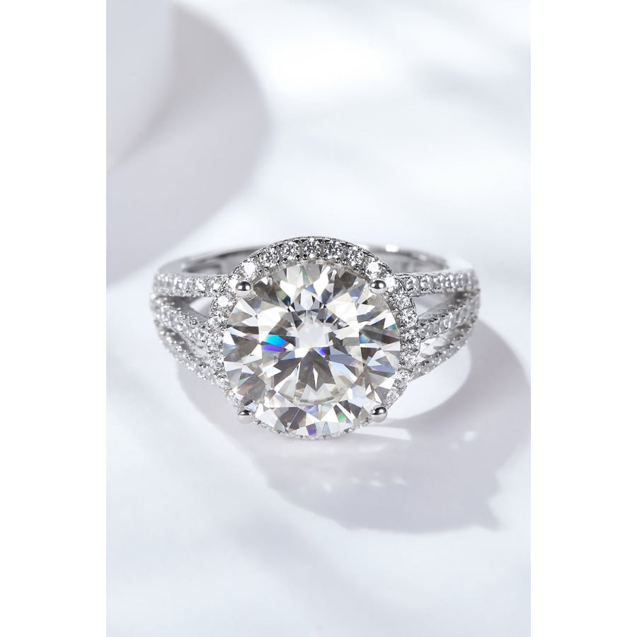5 Carat Moissanite Split Shank Ring Silver / 6