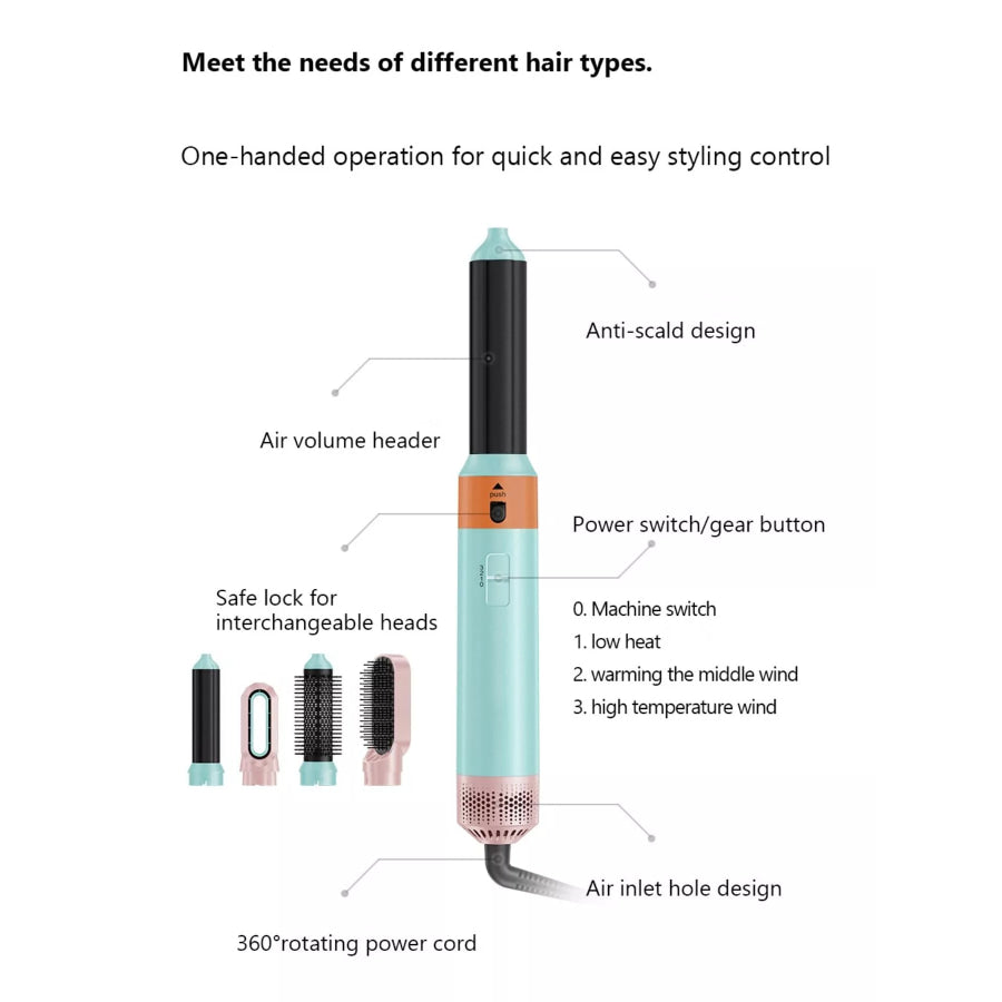 5-in-1 Interchangeable Curling Iron Wand Set Apparel and Accessories