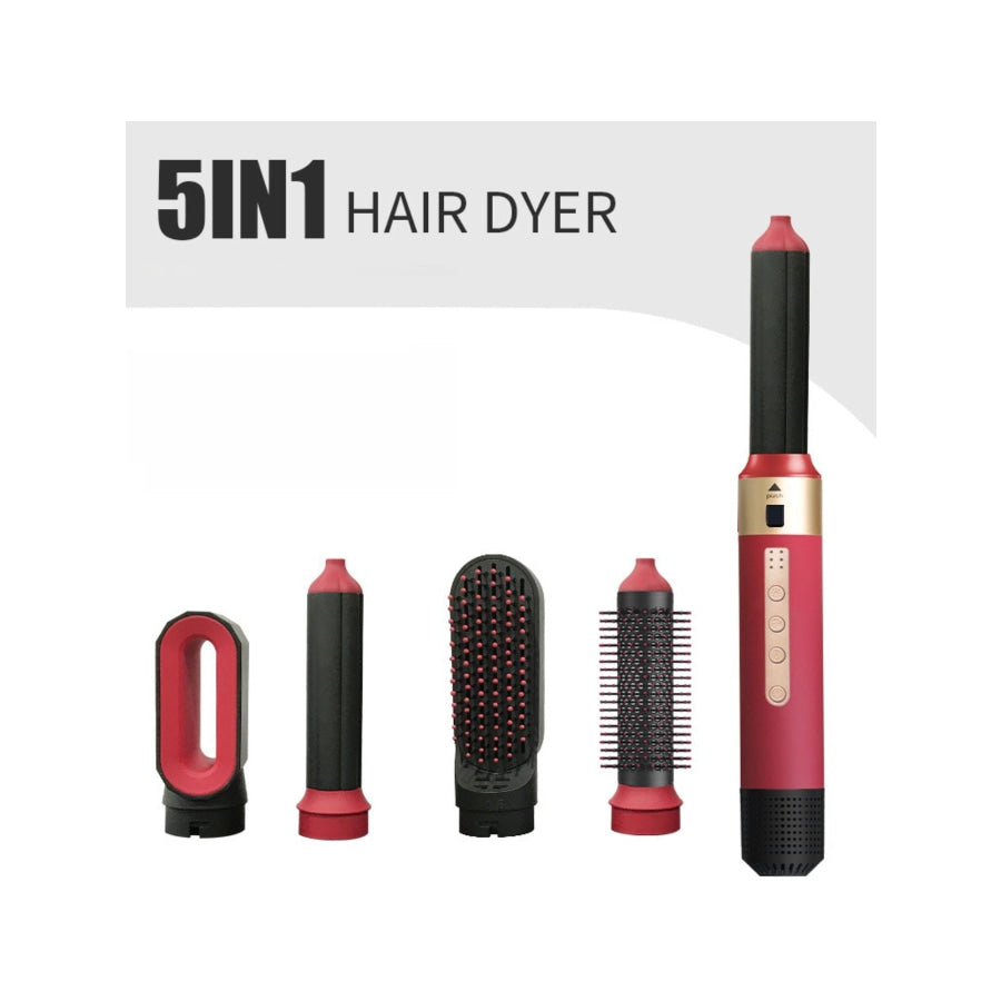 5-in-1 Interchangeable Hot Air Brush Deep Red / North American plug Apparel and Accessories