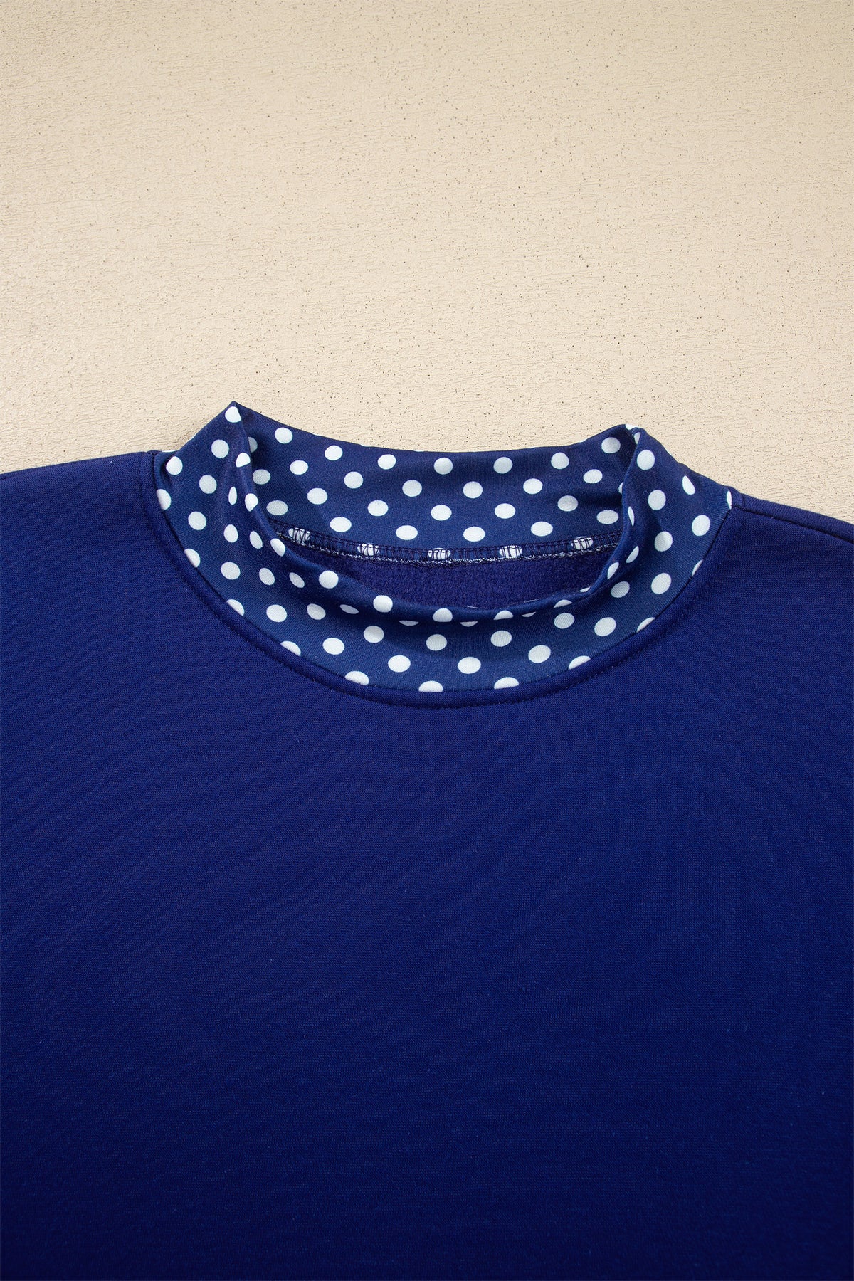 Brown Colorblock Polka Dot Contrast Trim Oversized Sweatshirt