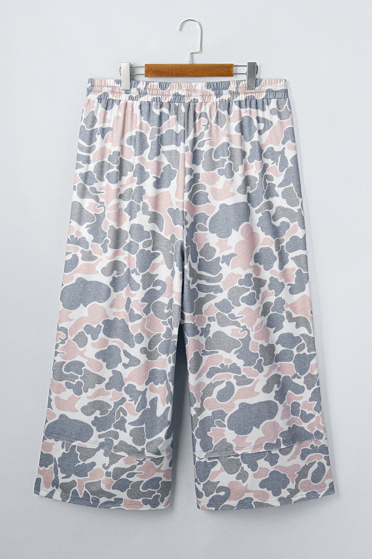 Khaki Camouflage Print Patch Pockets Ankle-Length Plus Size Pants