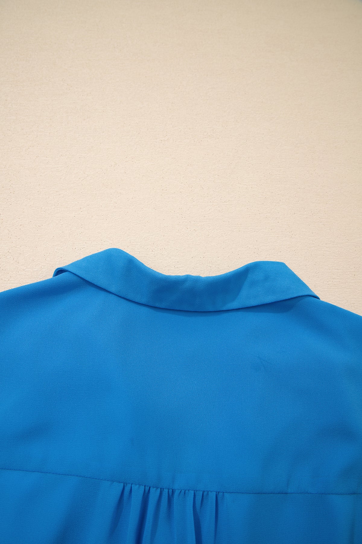 Blue Half Buttons Collared Elastic Waist Sleeveless Shirt Dress