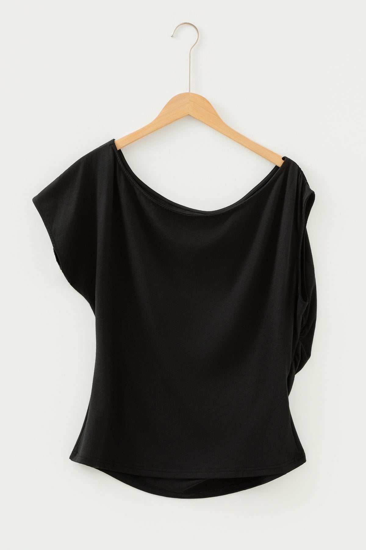 Coffee Plus Size Solid Color Asymmetric Neck Short Sleeve Blouse