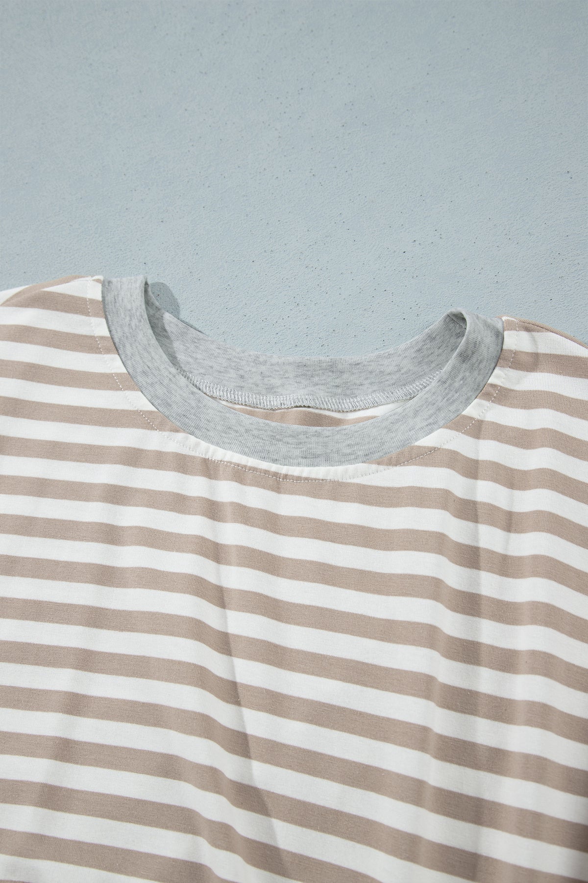 Brown Stripe Striped Colorblock Cuffs Round Neck Long Sleeve Shift Dress