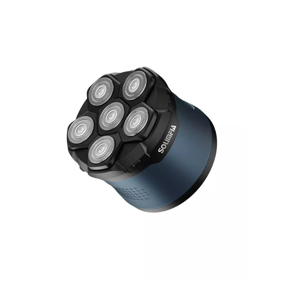 6-Blade Rechargeable Head Shaver Blue / One Size Apparel and Accessories