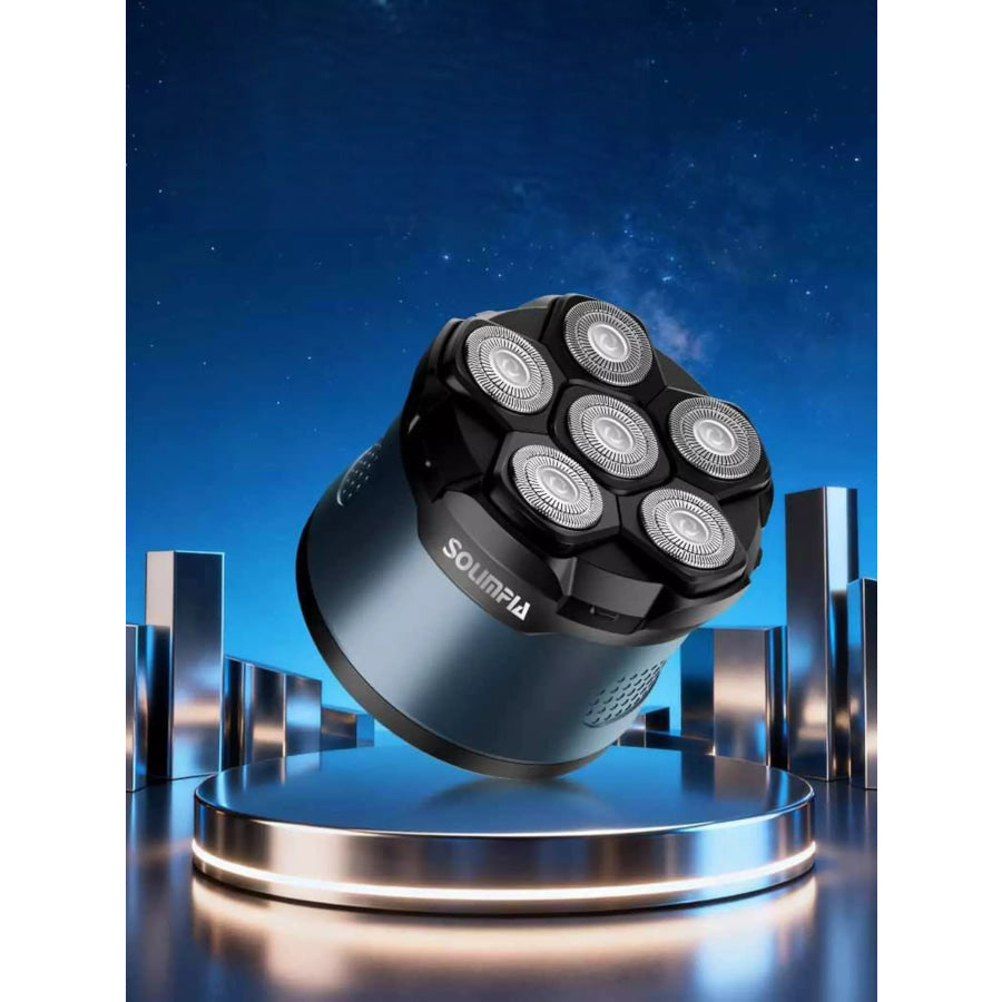 6-Blade Rechargeable Head Shaver Blue / One Size Apparel and Accessories