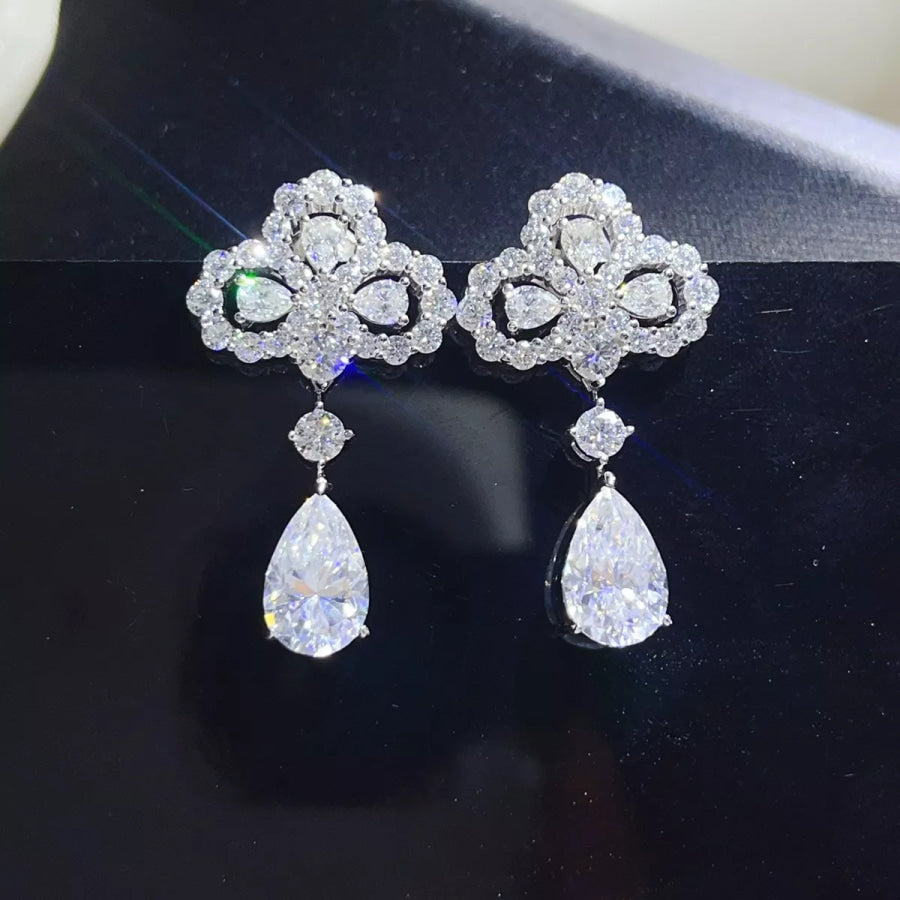 6 Carat 925 Sterling Silver Moissanite Drop Earrings / One Size Apparel and Accessories