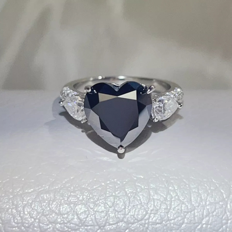 6 Carat 925 Sterling Silver Moissanite Heart Ring Apparel and Accessories