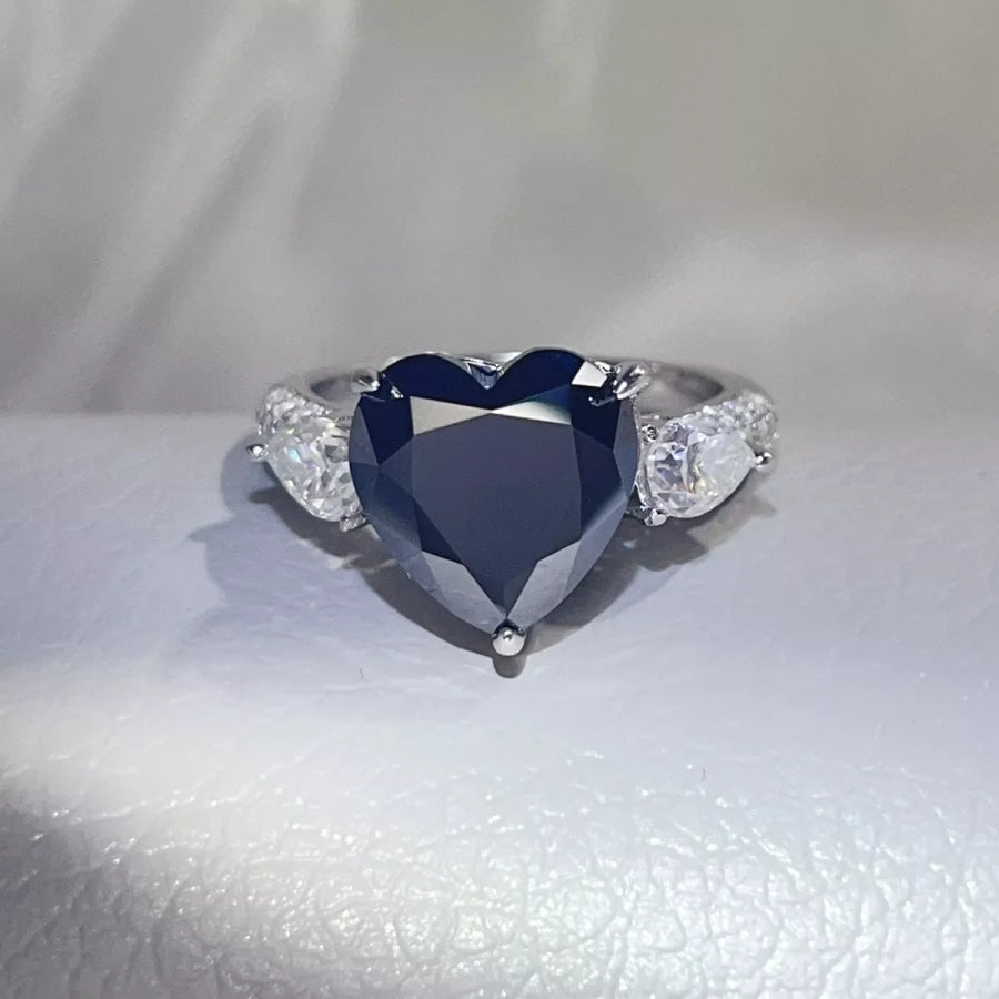 6 Carat 925 Sterling Silver Moissanite Heart Ring Apparel and Accessories