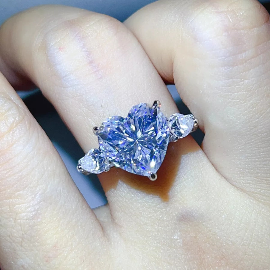 6 Carat 925 Sterling Silver Moissanite Heart Ring / 5 Apparel and Accessories