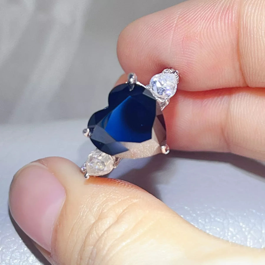 6 Carat 925 Sterling Silver Moissanite Heart Ring Apparel and Accessories