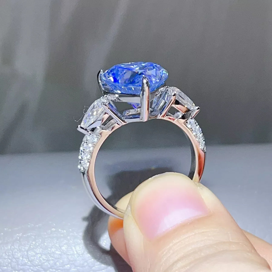6 Carat 925 Sterling Silver Moissanite Heart Ring Apparel and Accessories