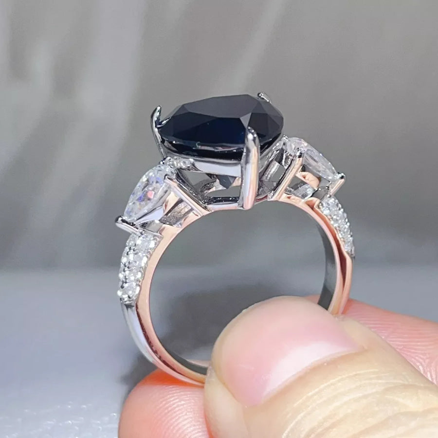 6 Carat 925 Sterling Silver Moissanite Heart Ring Apparel and Accessories