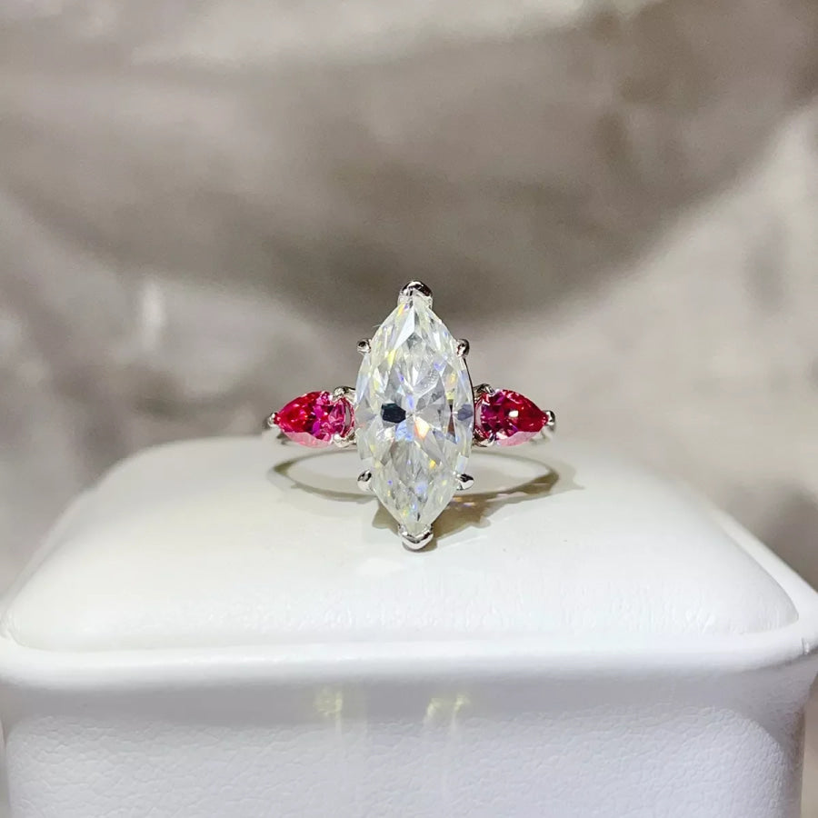 6 Carat 925 Sterling Silver Moissanite Ring Hot Pink / 5 Apparel and Accessories