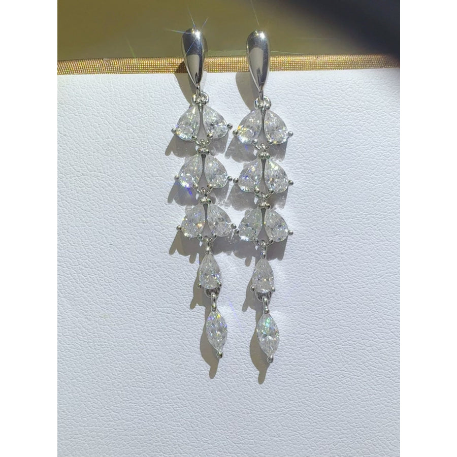 6 Carat Moissanite 925 Sterling Silver Bar Earrings Silver / One Size Apparel and Accessories