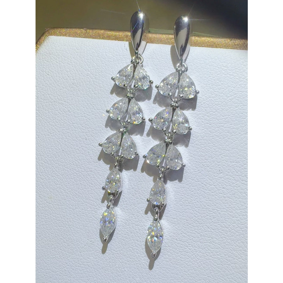 6 Carat Moissanite 925 Sterling Silver Bar Earrings Silver / One Size Apparel and Accessories