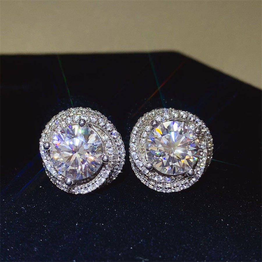 6 Carat Moissanite 925 Sterling Silver Earrings Silver / One Size Apparel and Accessories