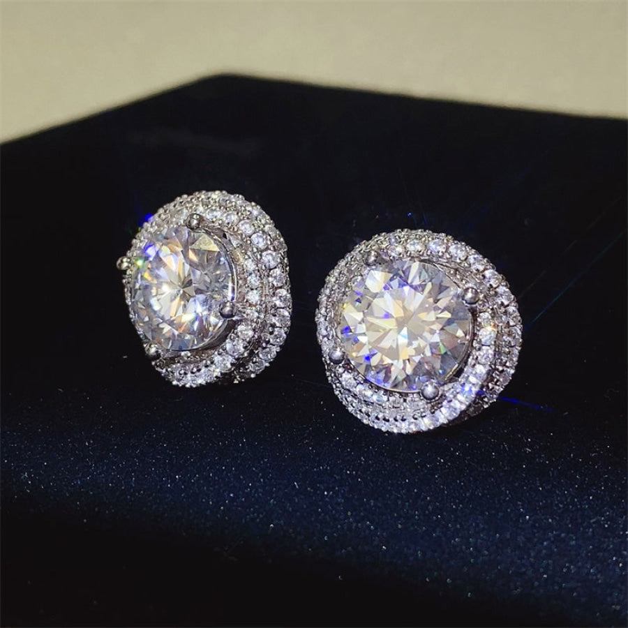 6 Carat Moissanite 925 Sterling Silver Earrings Silver / One Size Apparel and Accessories