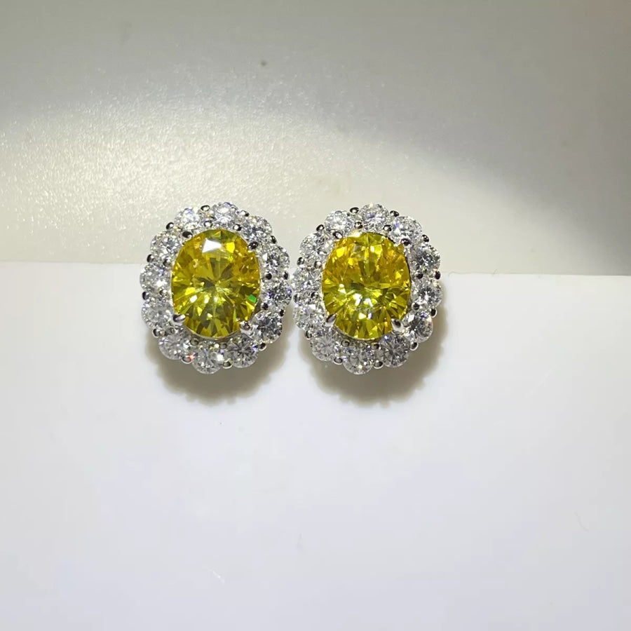 6 Carat Moissanite 925 Sterling Silver Stud Earrings Yellow / One Size Apparel and Accessories
