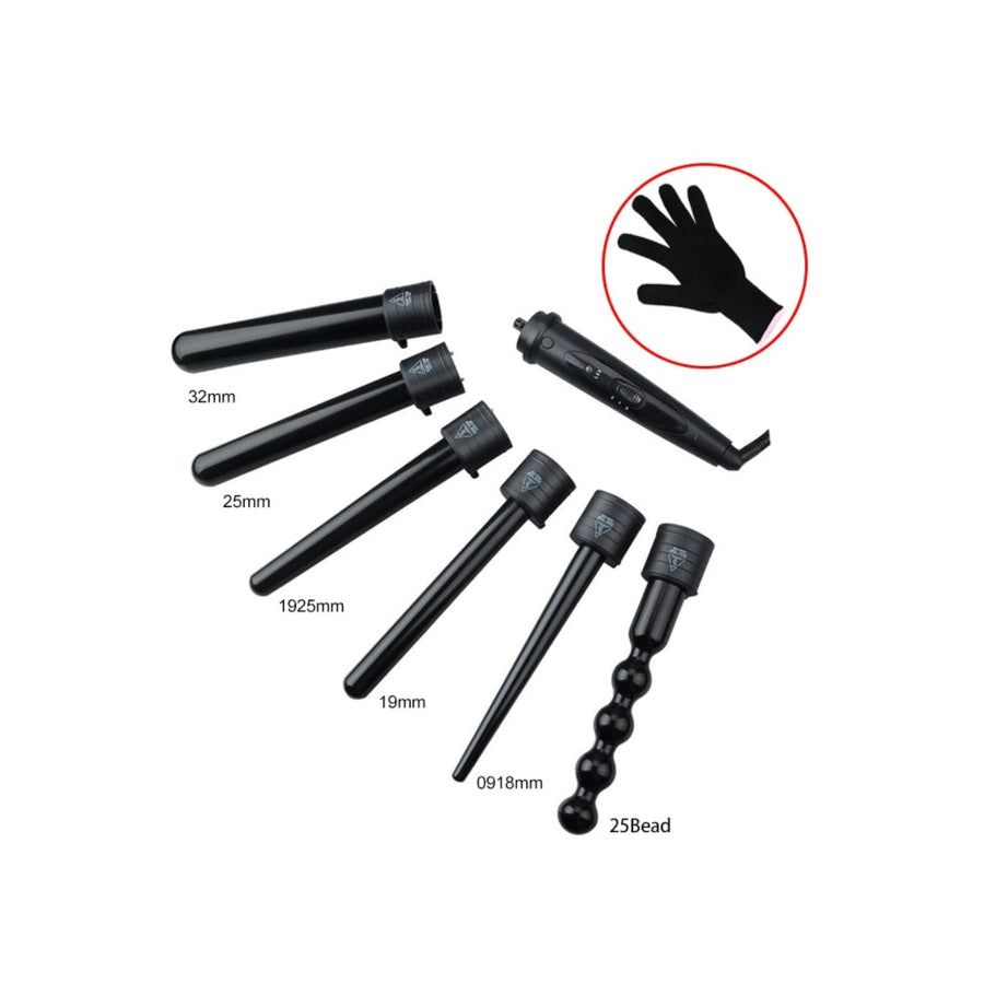 6-in-1 Interchangeable Curling Iron Black / European plug Apparel and Accessories