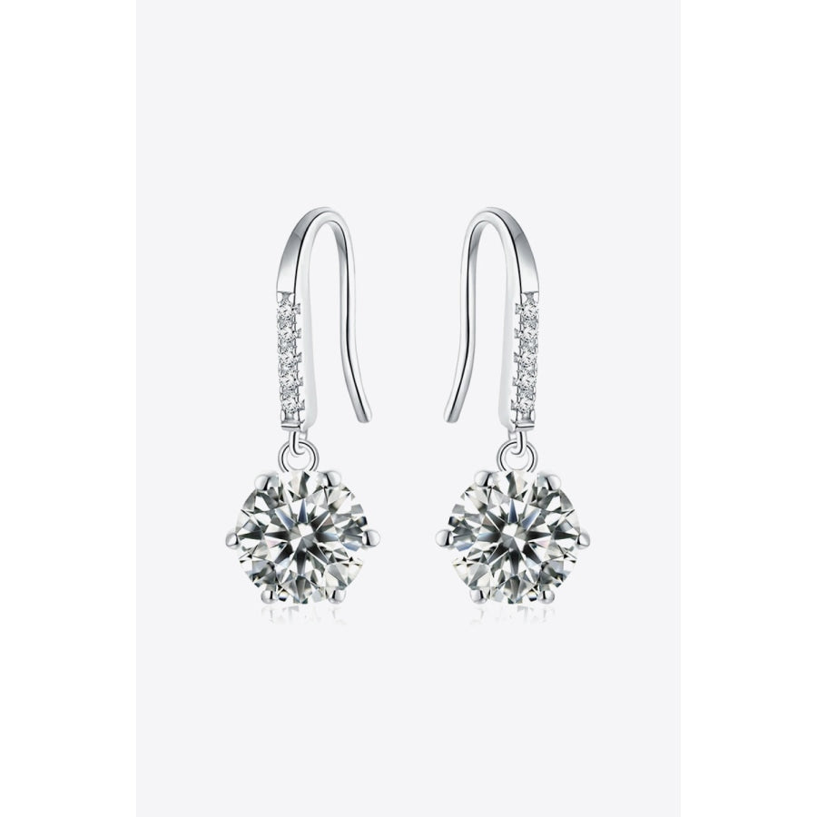 6-Prong Moissanite Drop Earrings Silver / One Size