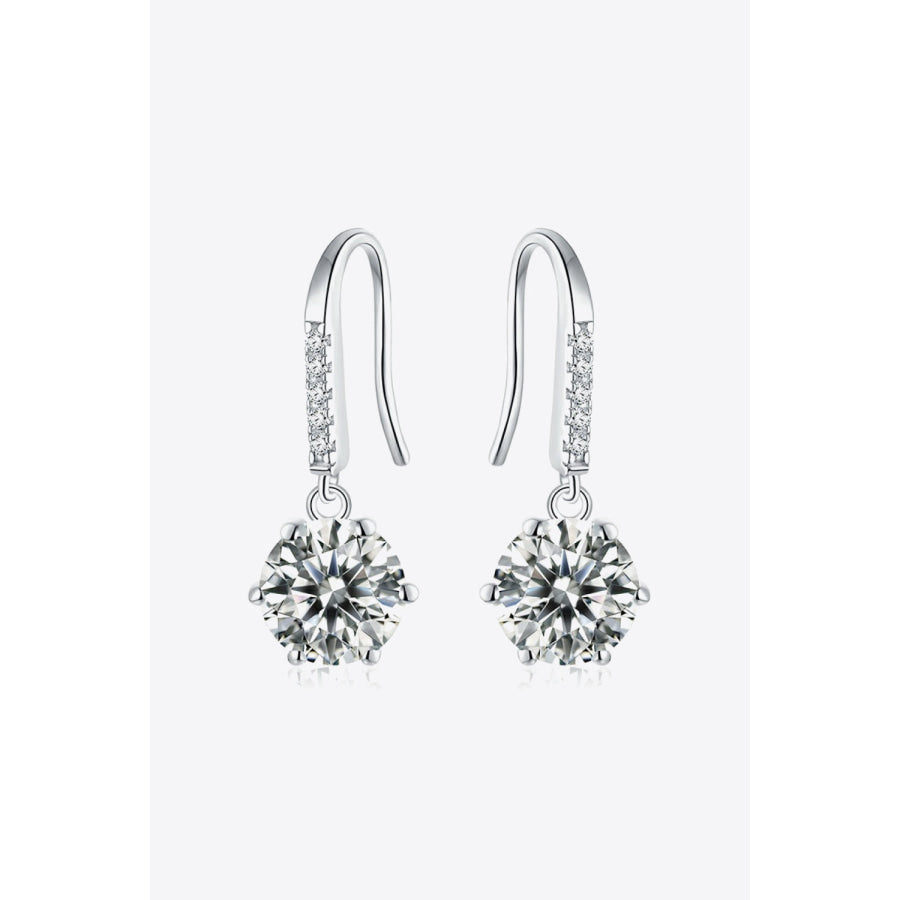 6-Prong Moissanite Drop Earrings Silver / One Size