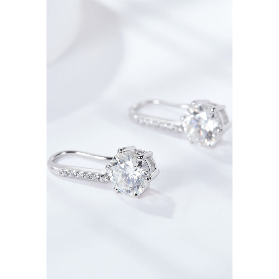 6-Prong Moissanite Drop Earrings Silver / One Size