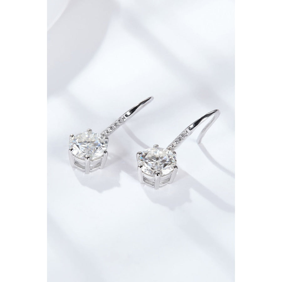 6-Prong Moissanite Drop Earrings Silver / One Size