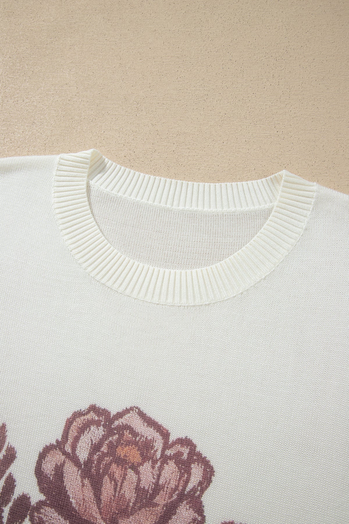 White Western Floral Dropped Shoulder Lightweight Knit Sweater