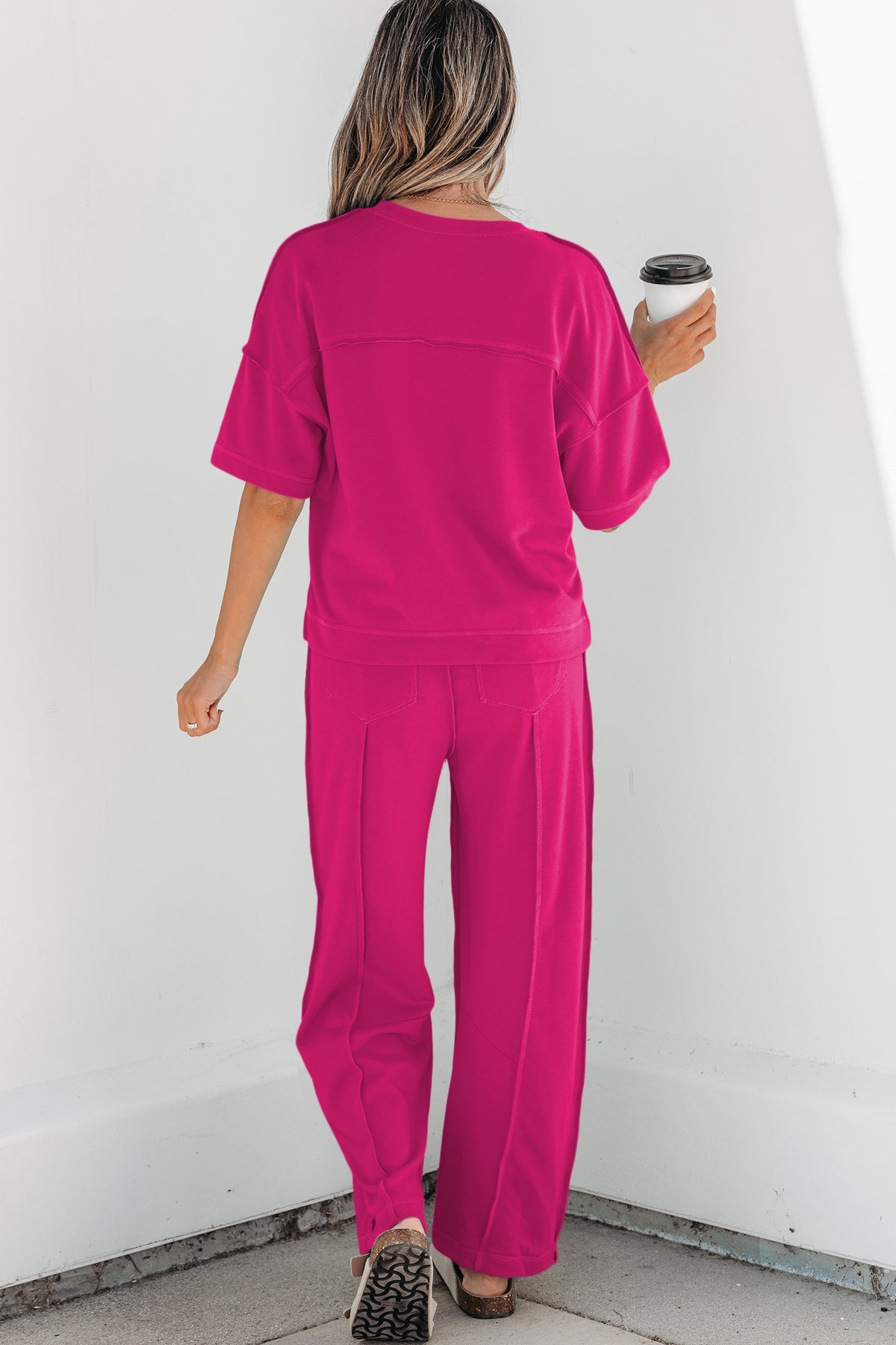 Racing Red Drop Shoulder Boxy Tee and Barrel Pants Set