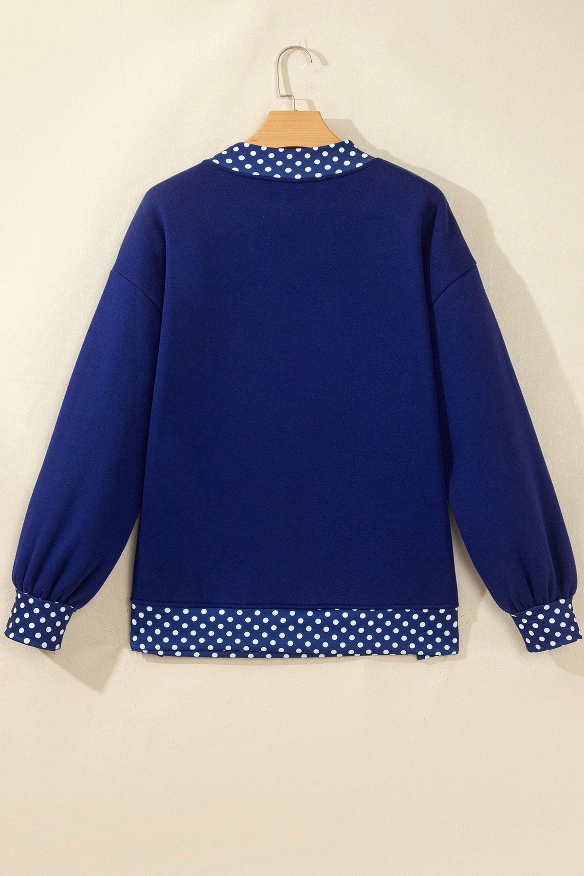 Brown Colorblock Polka Dot Contrast Trim Oversized Sweatshirt