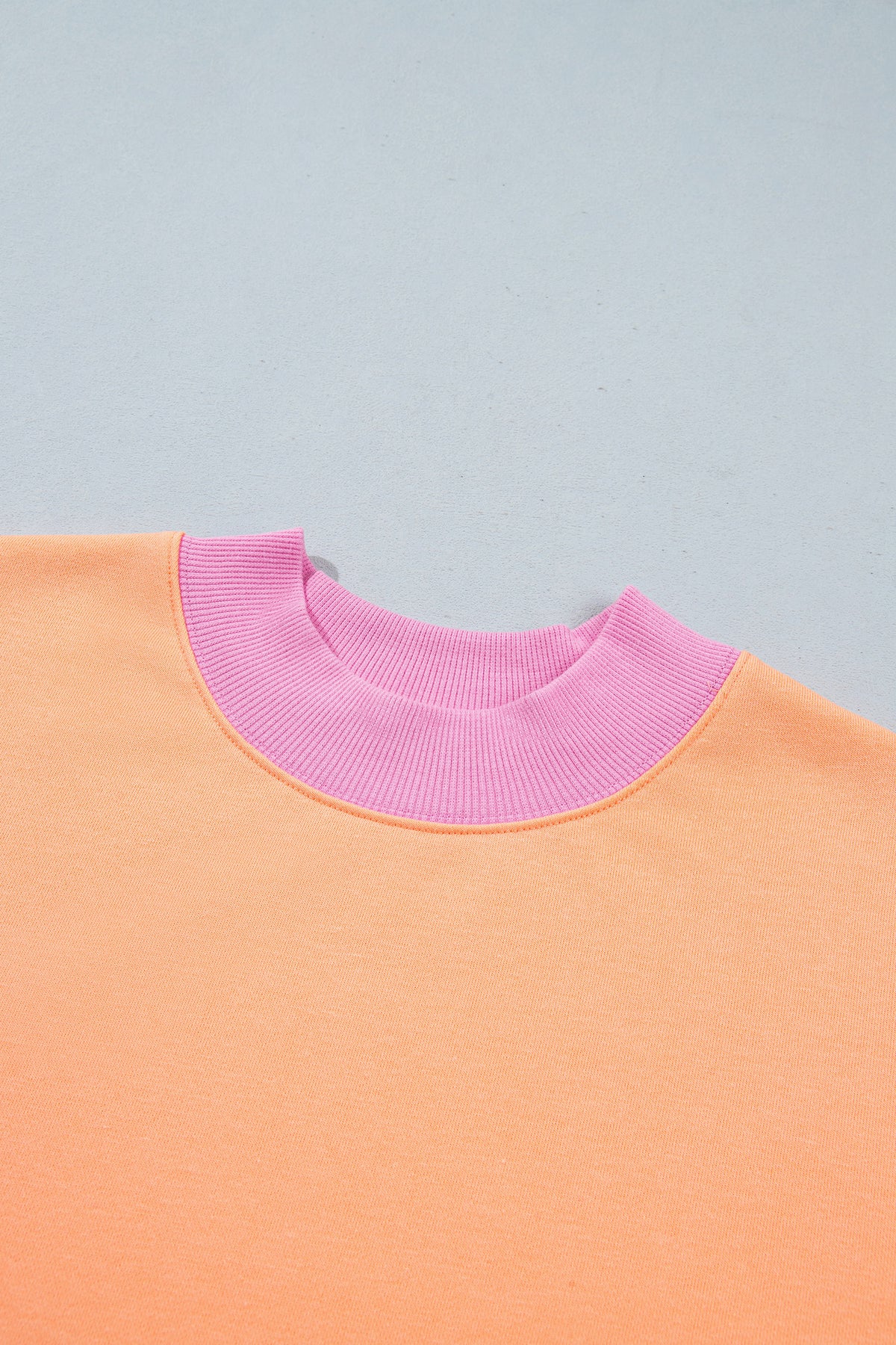 Dirty blue Colorblock Trim Crewneck Long Sleeve Pullover Sweatshirt