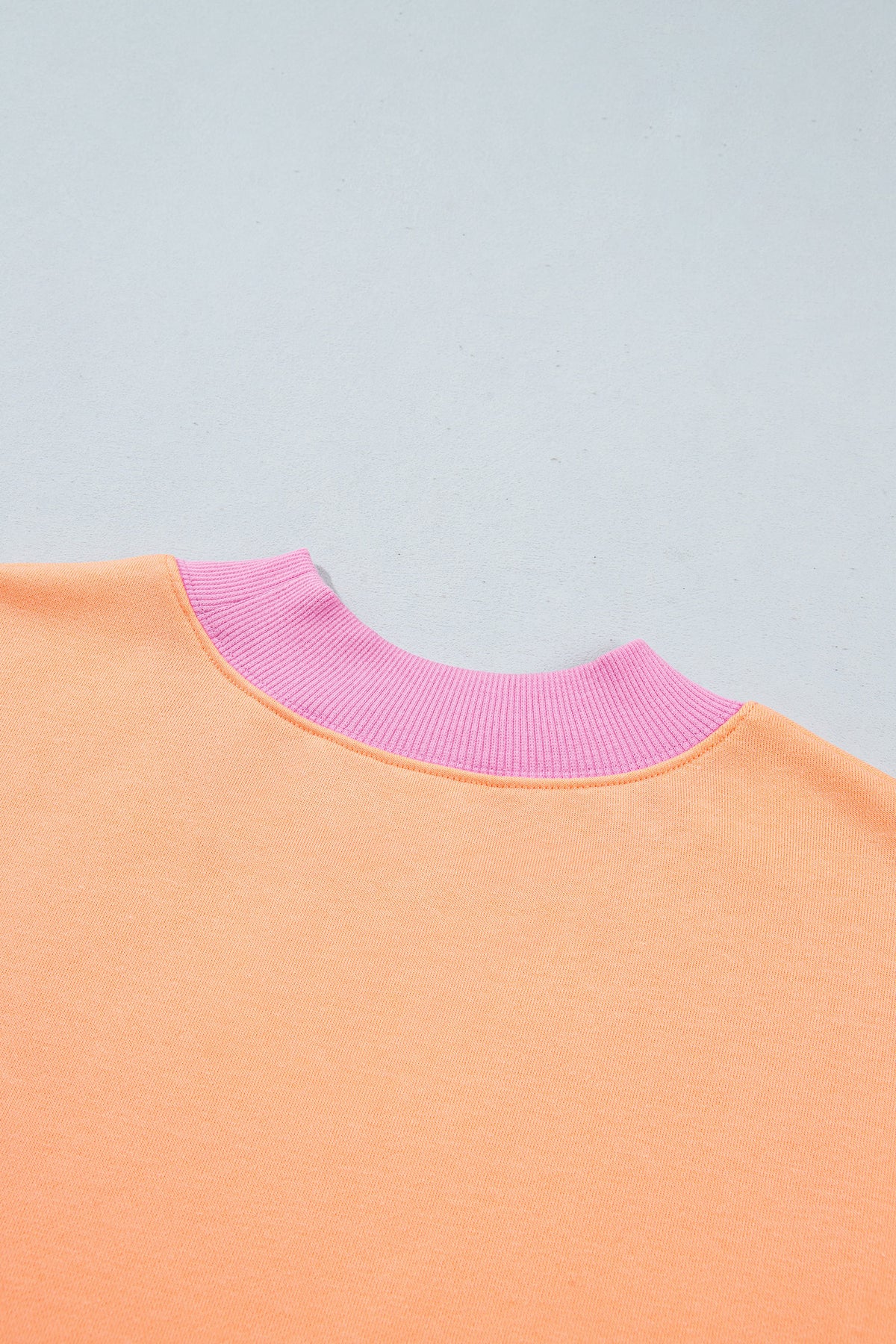Dirty blue Colorblock Trim Crewneck Long Sleeve Pullover Sweatshirt