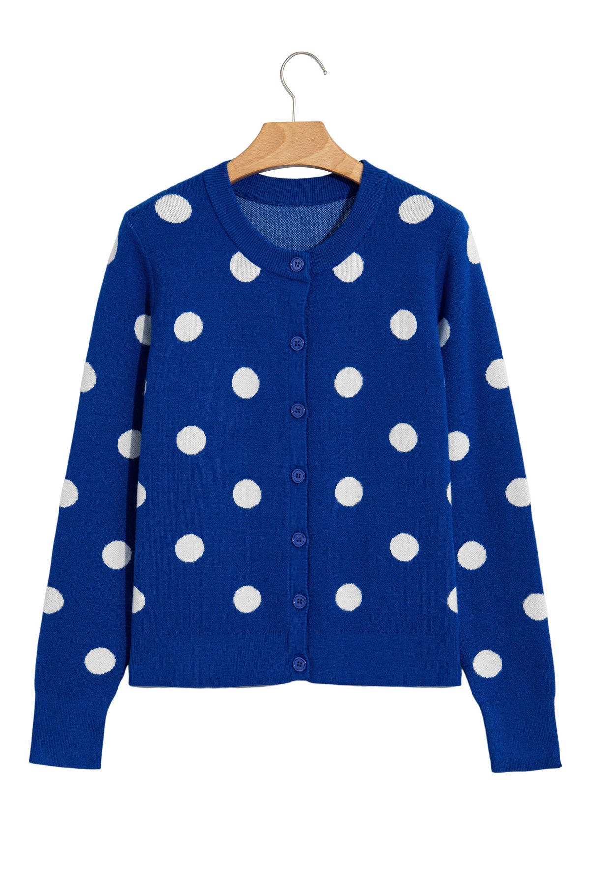 Fiery Red Casual Polka Dot Button Front Long Sleeve Sweater Cardigan