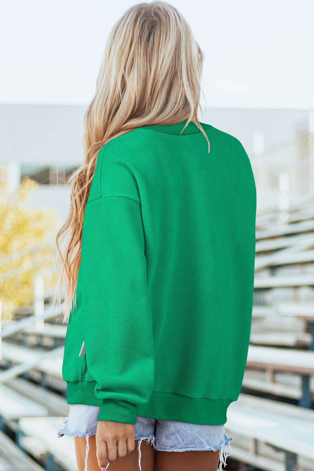Bluing Oversize Drop Shoulder Reversible Mock Neck Sweatshirt