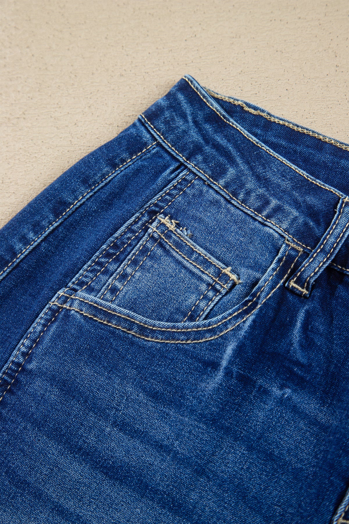 Myosotis Raw Hem Turnup Loose Ankle-length Jeans