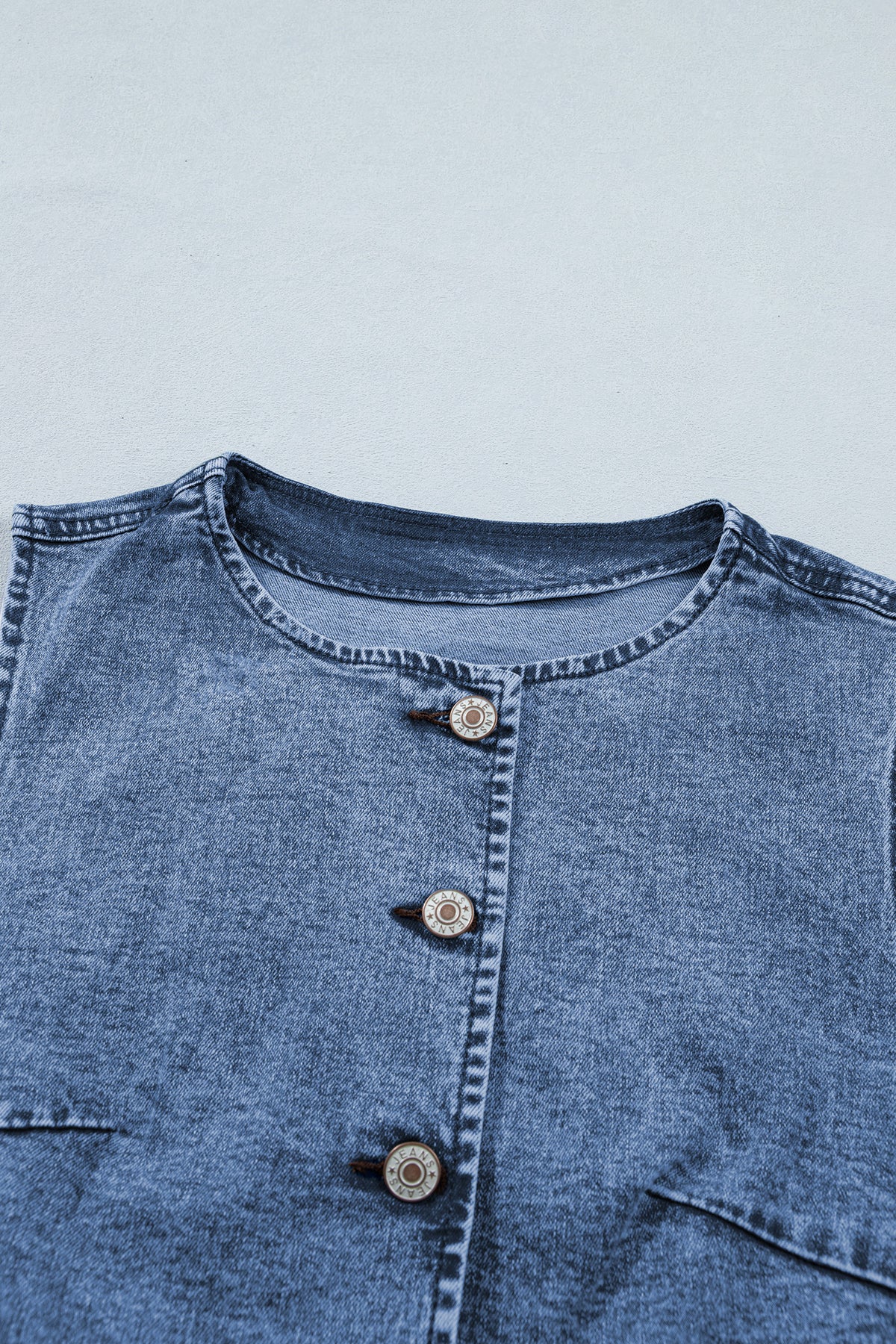 Ashleigh Blue Buttoned Front Slit Denim Vest