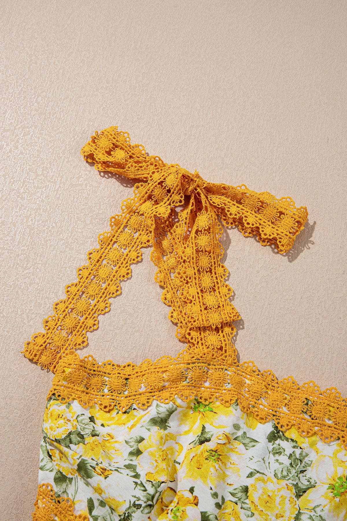 Rose Floral Lace Tied Strap Empire Waist Maxi Dress