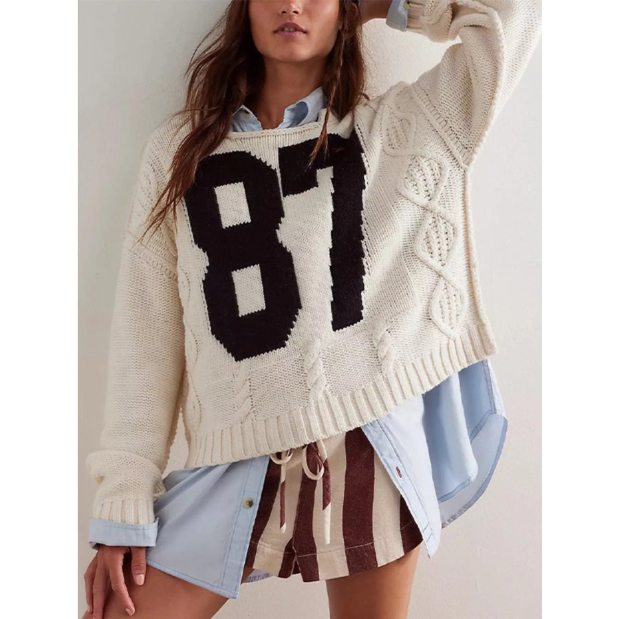 78 Number Cable-Knit Sweater Apparel and Accessories
