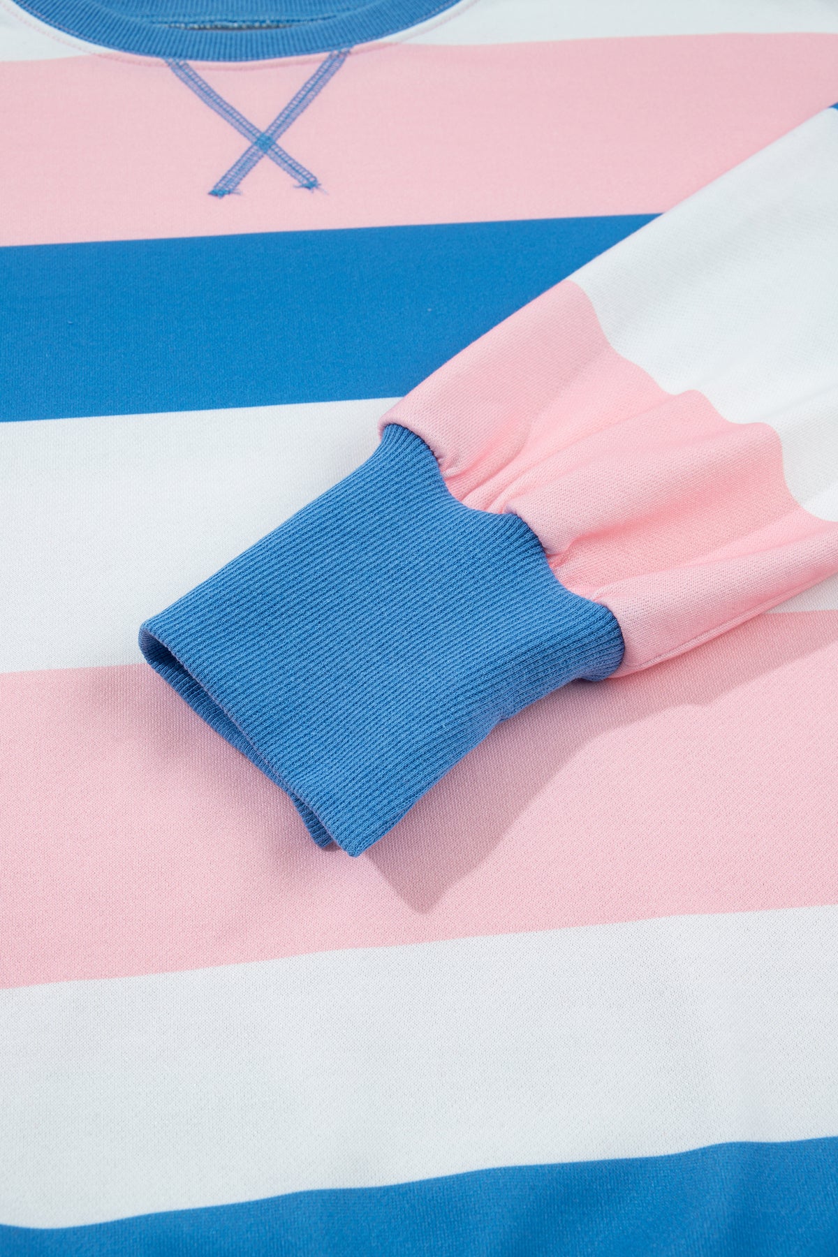 Pink Stripe Side Split Oversized Long Sleeve Top
