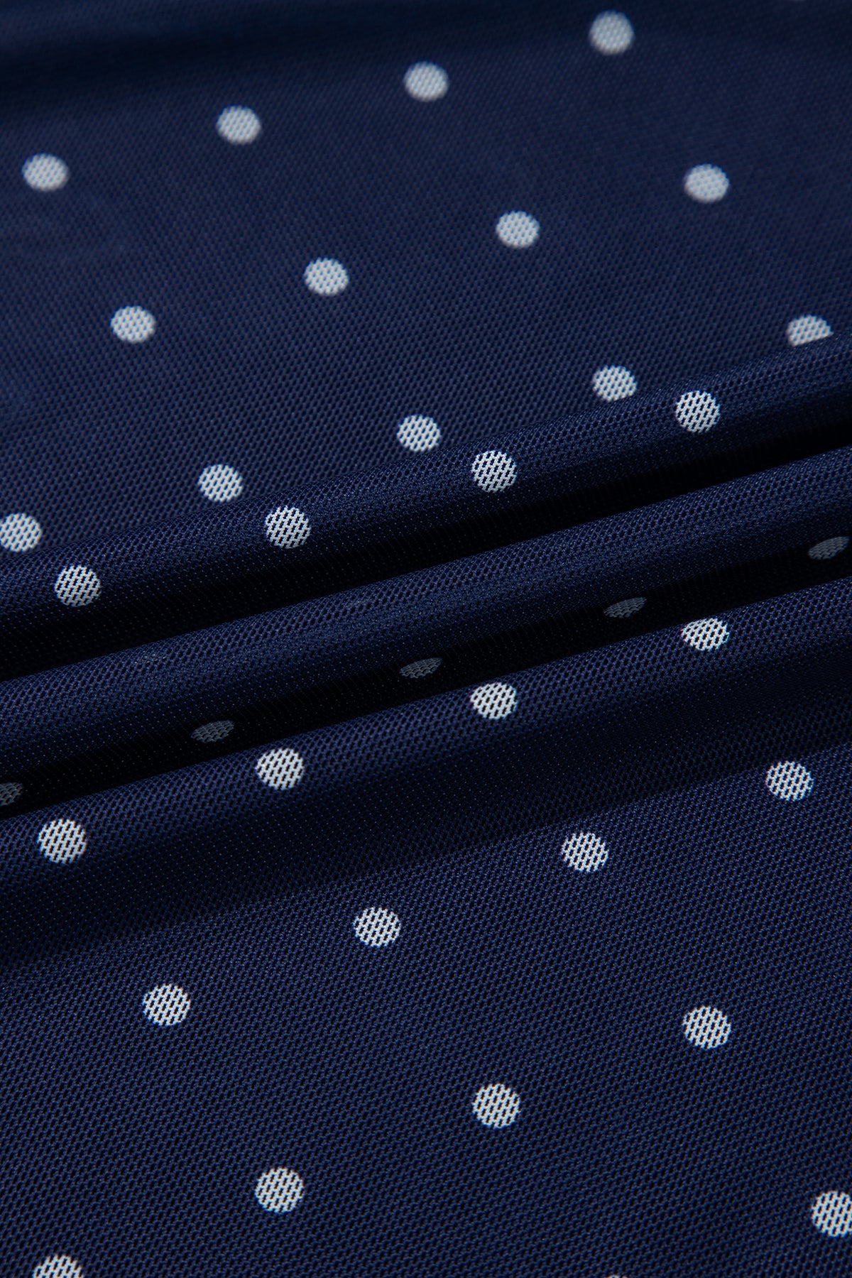 Blue Off Shoulder Polka Dot Mesh Long Sleeve Sheath Top