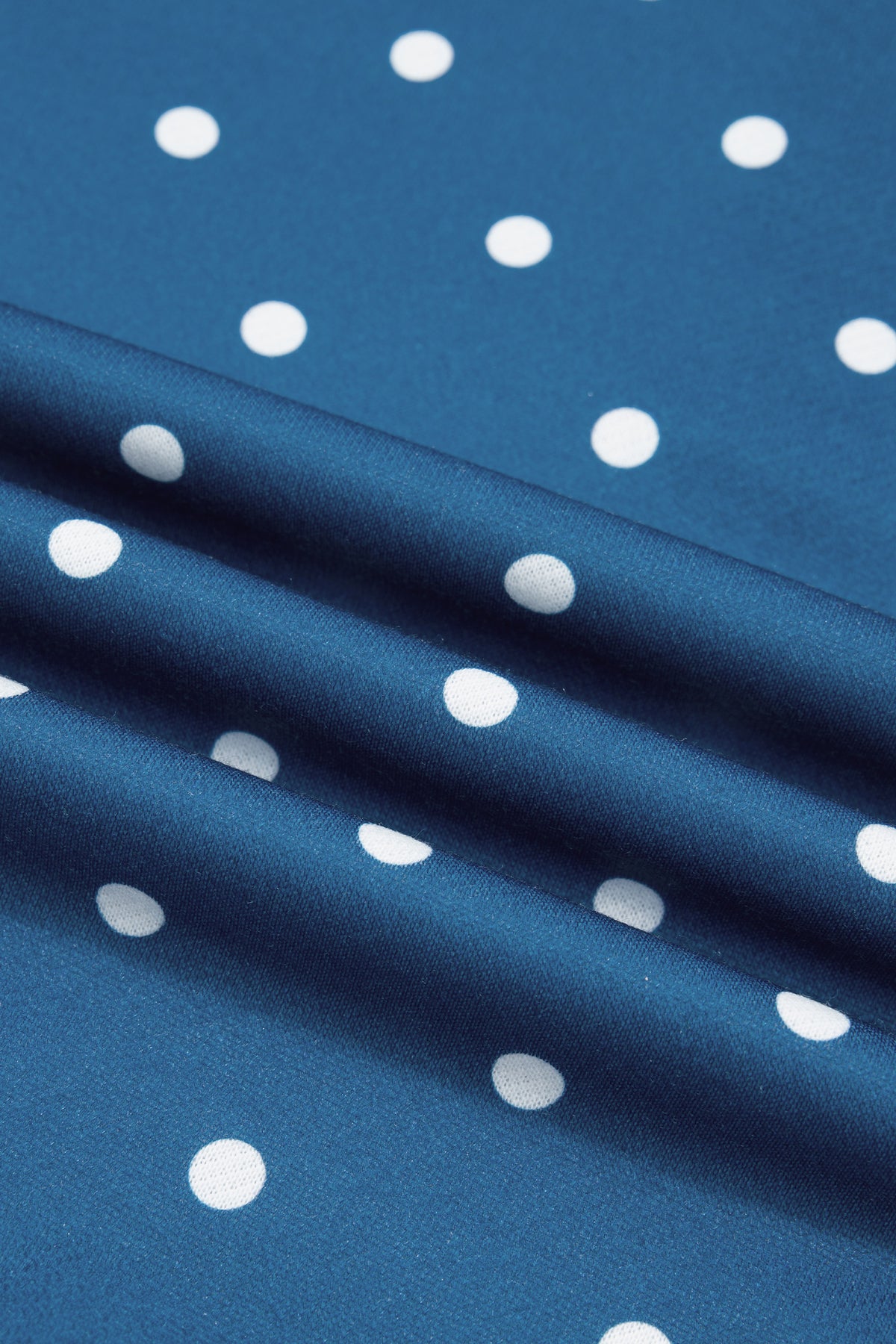 Blue Polka Dot Print Metal Button Collar Casual Pullover Sweatshirt