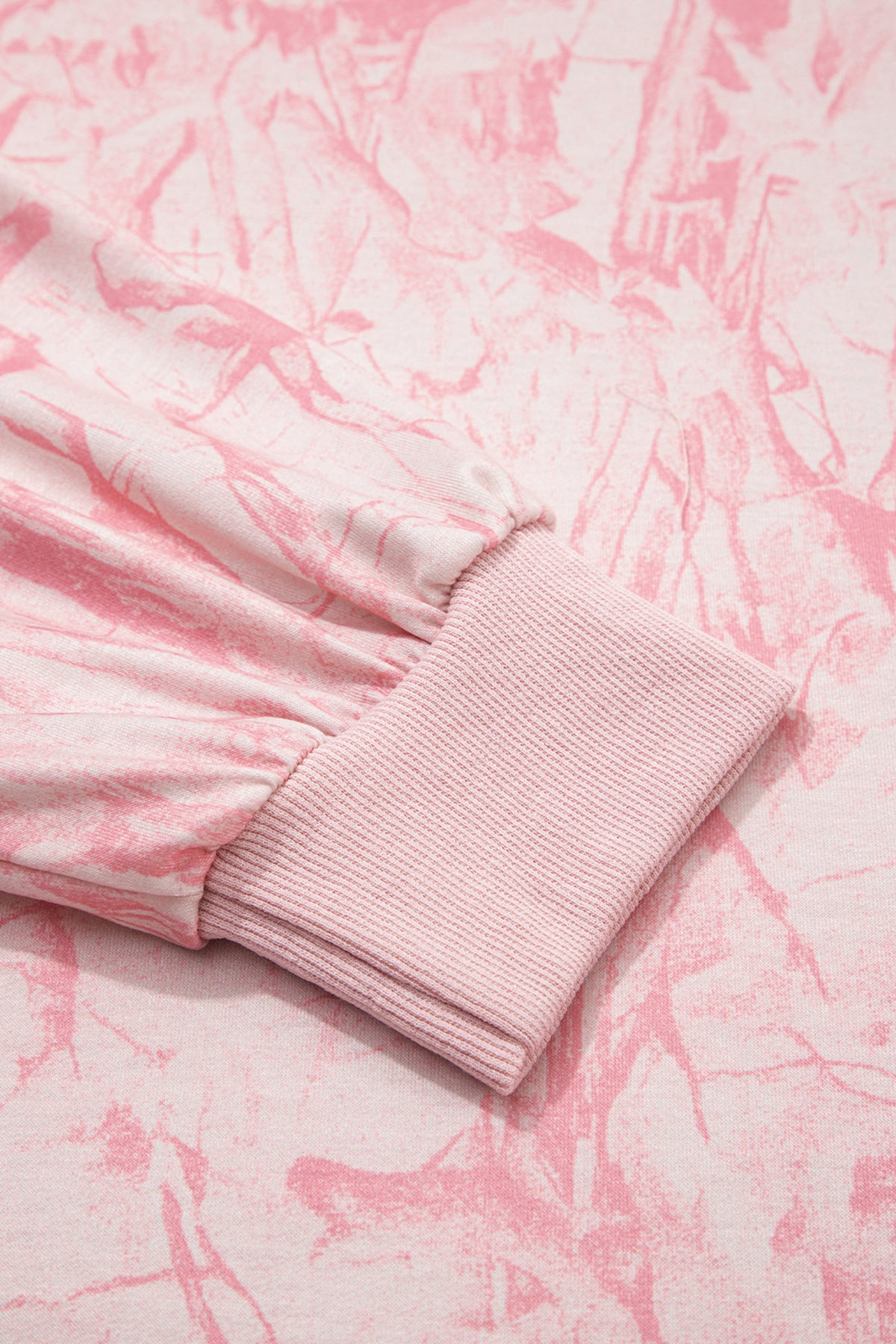 Pink Mock Neck Pullover and Shorts Camo Set