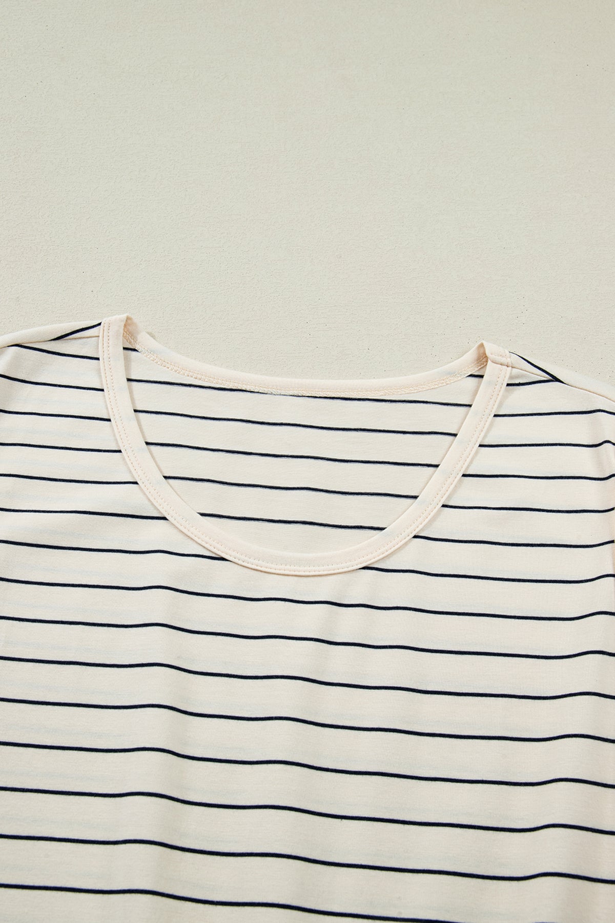Beige Stripe Drawstring Tunic Tank Mini Dress with Pockets