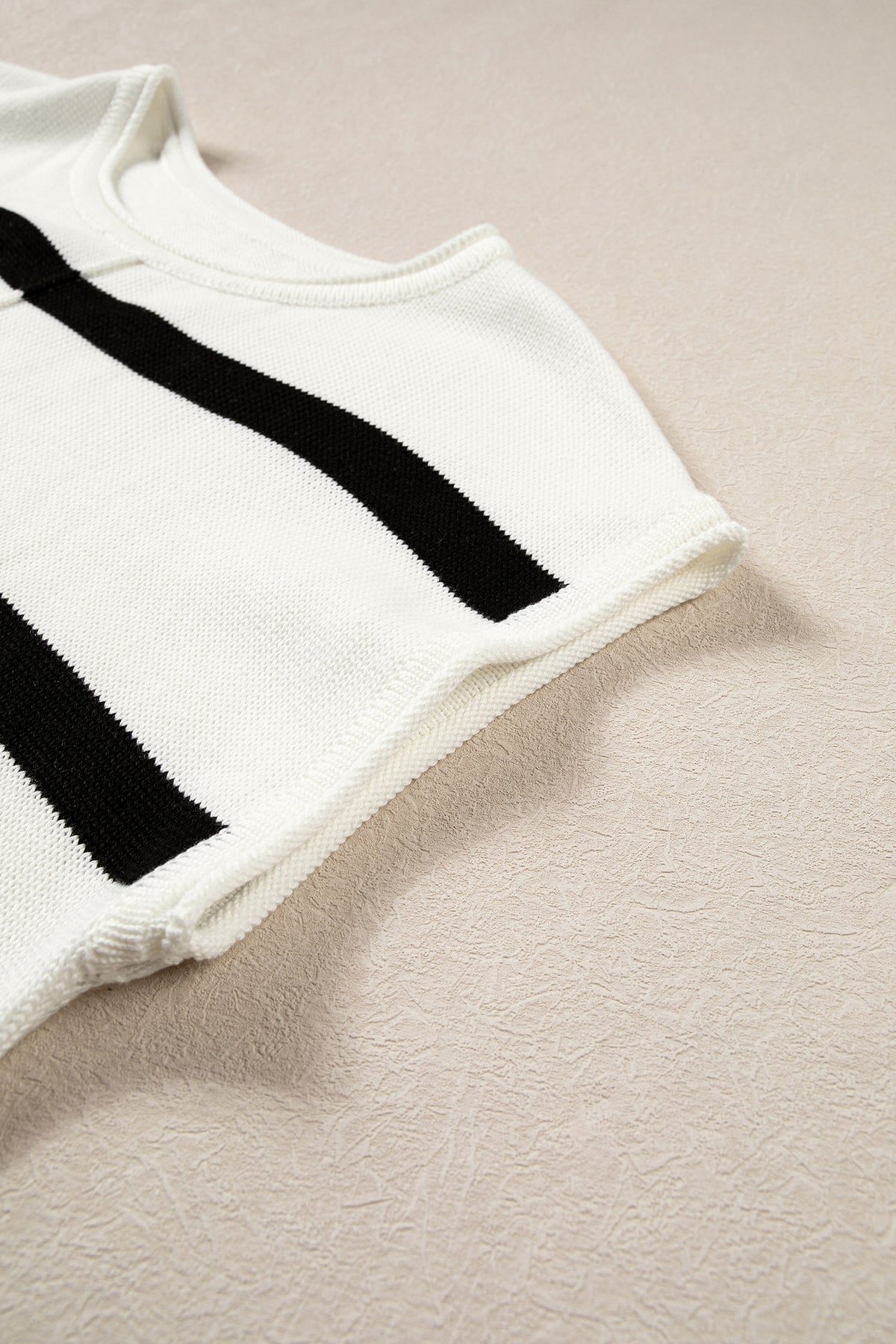 Rose Stripe Knit Western Short Sleeve Sweater