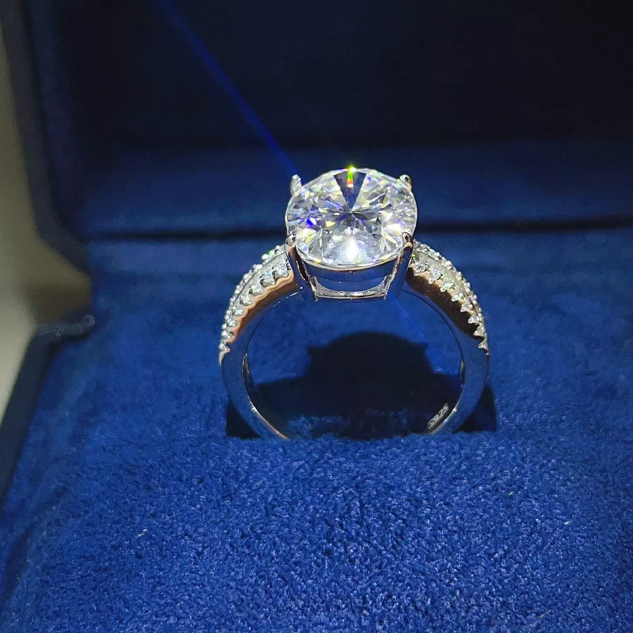 8 Carat 925 Sterling Silver Moissanite Oval Ring Apparel and Accessories